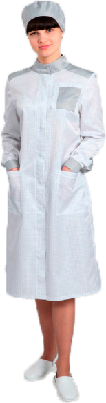 Лабораторный женский халат Б-241 для чистых помещений ISO 6-8(GMP С - D)