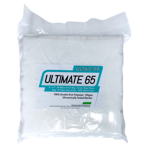  ULT65-99 HIGH-TECH CONVERSIONS ULTIMATE 65 Протирочная салфетки для чистых помещений класса ИСО3 серии ULIMATE 65, р-р 23х23см, 100шт/упак. Полиэстер 100%
