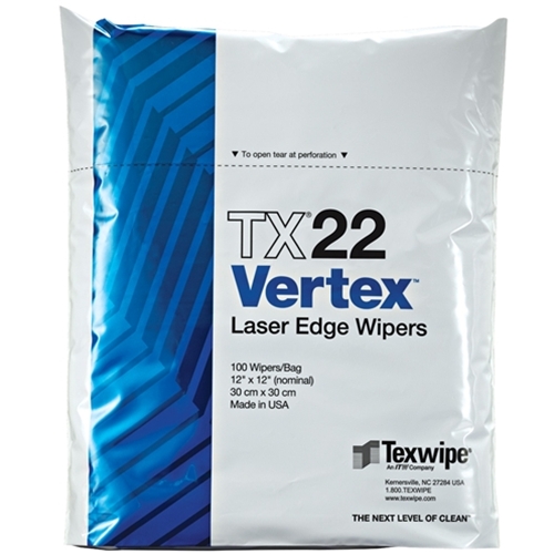 TX22 TEXWIPE VERTEX® HIGH DURABILITY Протирочные салфетки для чистых помещений класса ISO3.Р-р 31х31 см, 100шт./упак. Полиэстер 100%