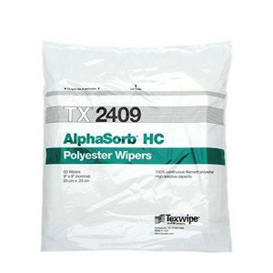 TX2409 TEXWIPE ALPHASORB®HC DRY CLEANROOM WIPERS Высокосорбционные,протирочные, салфетки для чистых помещений класса ISO4.Р-р 23х23 см, 100шт./упак. Полиэстер 100%