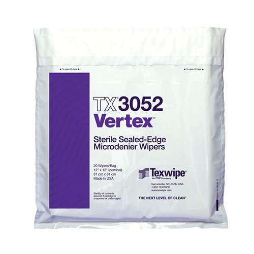 TX3052 TEXWIPE STERILE VERTEX® Microdenier СТЕРИЛЬНЫЕ ВЫСОКОСОРБЦИОННЫЕ САЛФЕТКИ  для чистых и стерильных помещений класса ISO3.Размер салфетки 31х31 см, 100шт./упак. Полиэстер 100%
