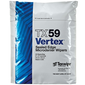 TX59 TEXWIPE VERTEX® DRY MICRODENIER CLEANROOM WIPERS Высокосорбционные,протирочные салфетки для чистых помещений класса ISO3.Размер 23х23 см, 150шт./упак. Полиэстер 100%