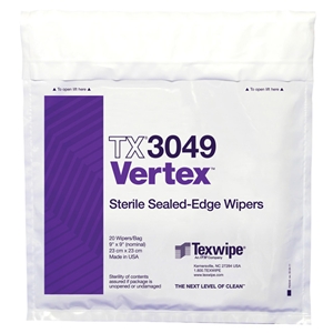арт.TX3049-Cтерильные салфетки TEXWIPE для чистых помещений класса ISO3, в упаковке 100 салфеток, размер 23х23см