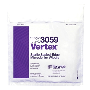 арт.TX3059- Cтерильные салфетки TEXWIPE для чистых помещений класса ISO3, в упаковке 100 салфеток, размер 23х23см