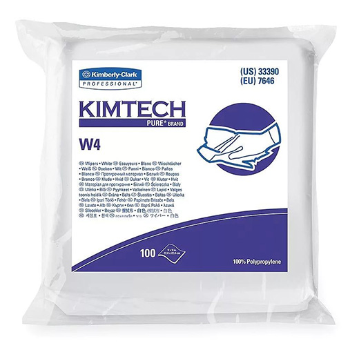 7646 KIMTECH PURE* W4 Протирочные салфетки для чистых помещений ISO 4, р-р 23х23см, 100шт./упак. 100% Полипропилен