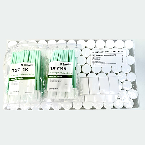 TPV3714S.100TOC TECHNICPURE STERILE TOC CLEANING VALIDATION KITS Стерильный валидационные наборы для определения содержания органического углерода(СОУ).Назначение:чистых и стерильных помещений и лабораторий.Состав:100 стерильных виал,100 стерильных полиэстеровых сваба TX714K TEXWIPE LARGE SAMPLING SWABS,100 стерильных наклеек Материал:полиэстер. Назначение:валидация чистых помещений, лаборатории