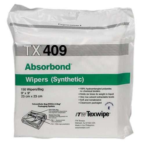 TX409 TEXWIPE ABSORBOND® CLEANROOM POLYESTER WIPERS Протирочные салфетки из полиэстера для чистых помещений класса ISO5-8.Р-р 23х23см, 300шт./упак. Полиэстер 100%