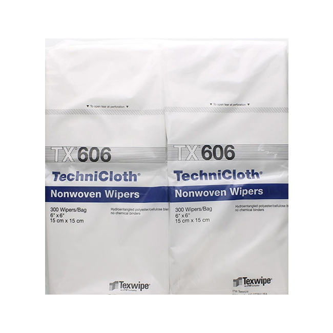 TX606 TEXWIPE TECHNICLOTH® DRY NONWOVEN CLEANROOM WIPERS Высокосорбционные, протирочные салфетки для чистых помещений класса ИСО 5. Размер салфетки 15х15см, 600шт./упак. Полиэстер 45% Целлюлоза 55%