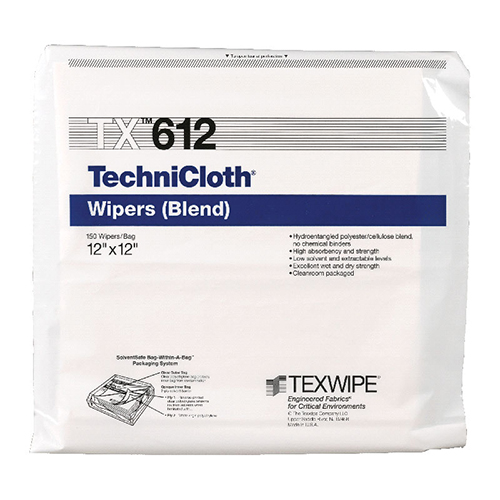 TX612 TEXWIPE TECHNICLOTH® DRY NONWOVEN CLEANROOM WIPERS Высокосорбционные, протирочные салфетки для чистых помещений класса ИСО 5. Размер салфетки 31х31см, 150шт./упак. Полиэстер 45% Целлюлоза 55%