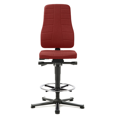 9641-6803 BIMOS ALL-IN-ONE HIGHLINE 3 CHAIRS WITH FOOTRING AND GLIDERS Лабораторное кресло с опорным кольцом для ног на опорах для лабораторий и производств. Высота регулировки  570-830мм. Материал покрытия: Ткань FABRIC DUOTEC. Цвет: Красный