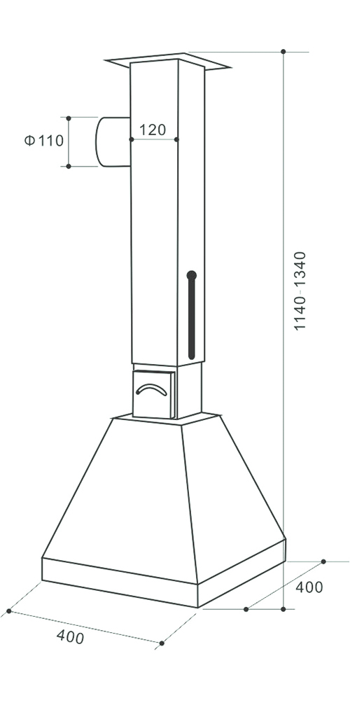 KP-13 TOF Лабораторный вытяжной зонт из нержавеющей стали .Материал:нержавеющая сталь AISI304. Расход воздуха 100-300 м3/час.