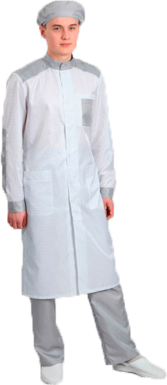 Лабораторный мужский халат Б-239 для чистых помещений ISO 6-8(GMP С - D)