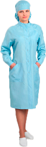 Лабораторный женский халат Б-250 для чистых помещений ISO 6-8(GMP С - D)